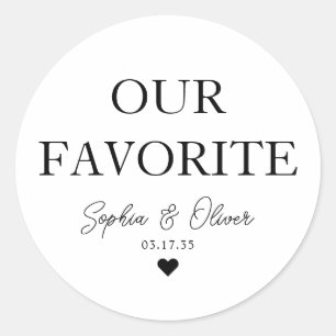 OUR FAVORITE Dessert Candy Bar Heart Wedding Favor Classic Round Sticker
