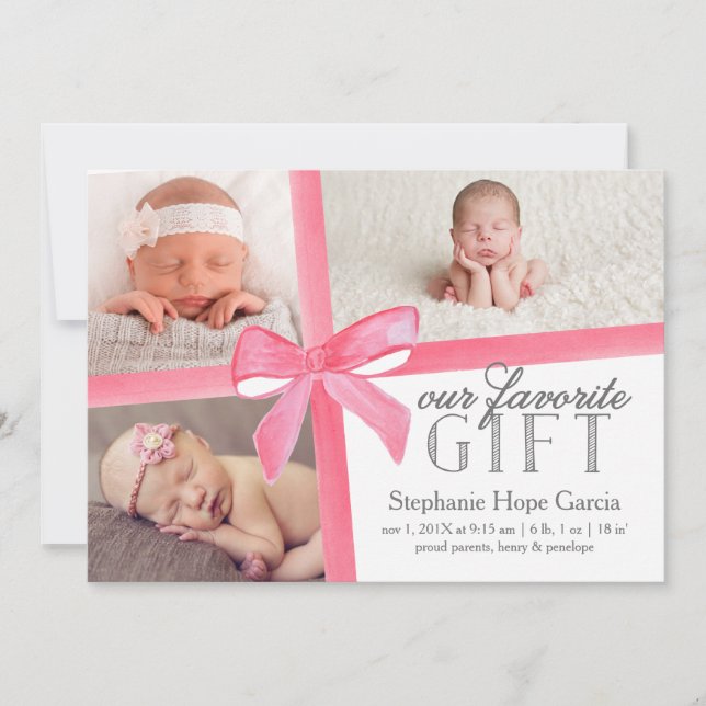 Our Favorite Gift Birth Announcement First Holiday (Front)