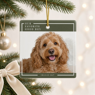Our Favorite Good Boy Dog Christmas Photo Ornament