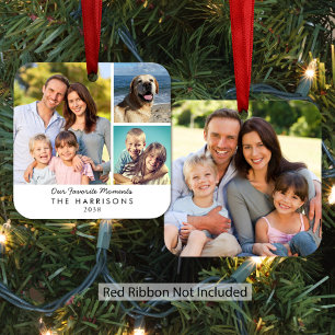 Our Favorite Moments 4 Photo Family Christmas Metal Ornament