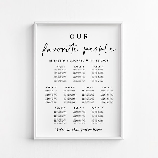 Our Favorite People 10 Table Wedding Seating Chart (Creator Uploaded)