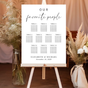 Our Favorite People 10 Table Wedding Seating Chart Foam Board