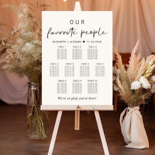 Our Favorite People 10 Table Wedding Seating Chart Foam Board