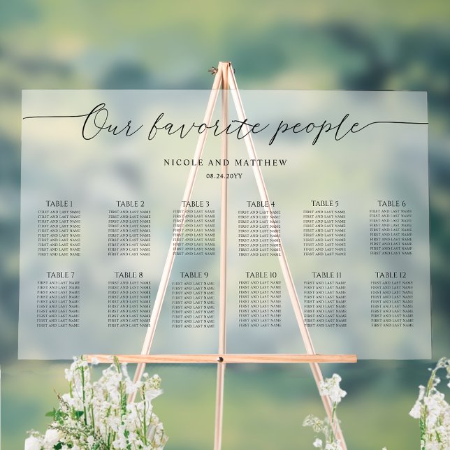Our Favorite People 12 Table Seating Plan Frosted Acrylic Sign (Creator Uploaded)