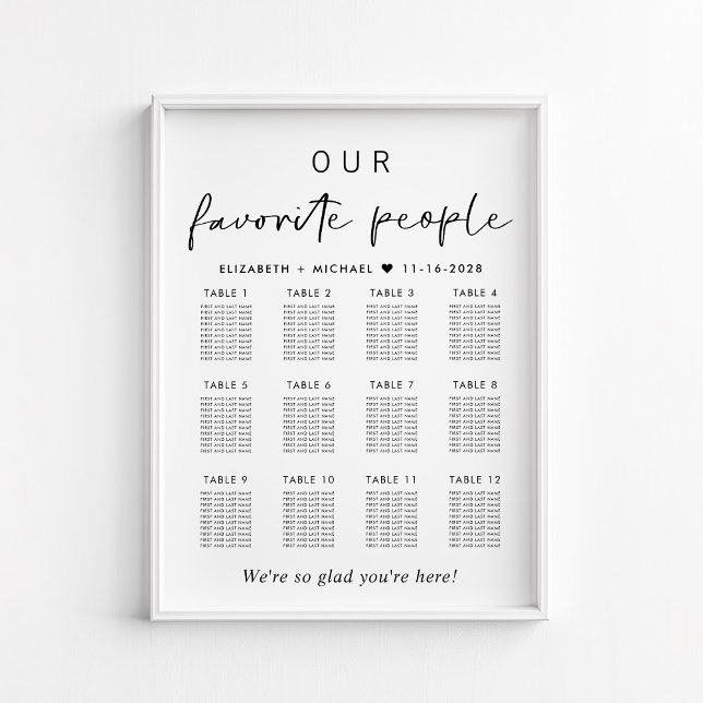 Our Favorite People 12 Table Wedding Seating Chart (Creator Uploaded)