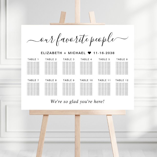 Our Favorite People 12 Table Wedding Seating Chart Foam Board (Creator Uploaded)