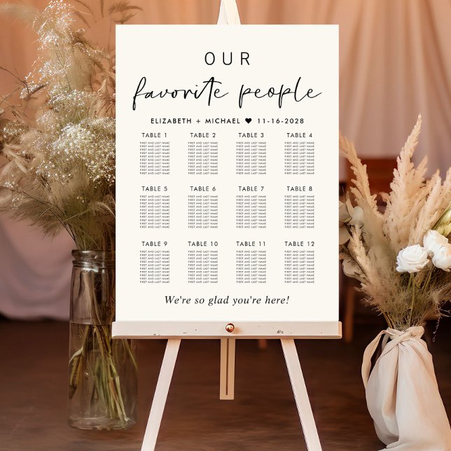 Our Favorite People 12 Table Wedding Seating Chart Foam Board (Creator Uploaded)