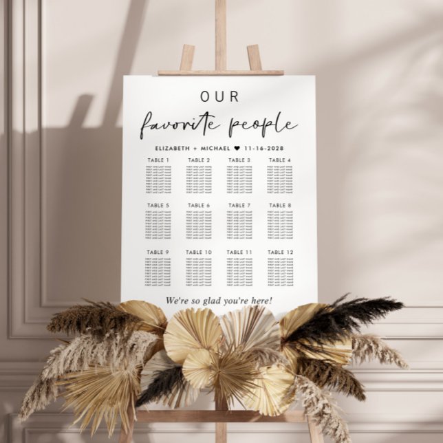 Our Favorite People 12 Table Wedding Seating Chart Foam Board (Creator Uploaded)