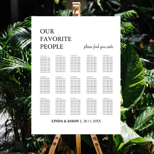 Our Favorite People 15 Table Wedding Seating Chart Foam Board (Creator Uploaded)