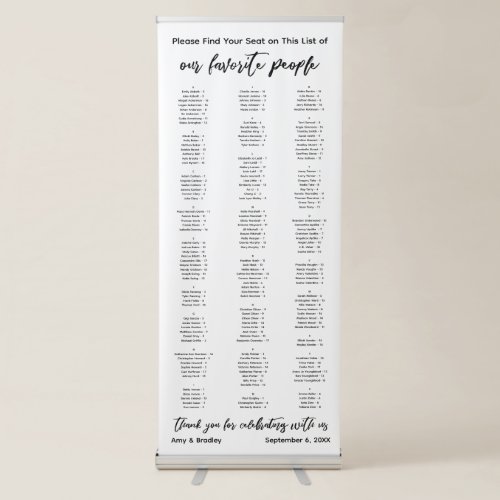 Our Favorite People 170 Guests Seating Chart Retractable Banner