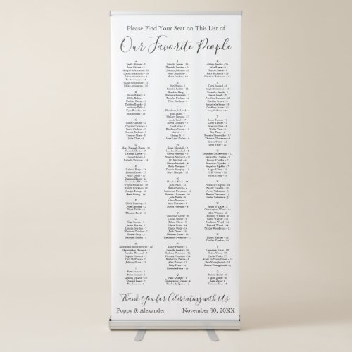 Our Favorite People 170 Guests Seating Chart Retractable Banner