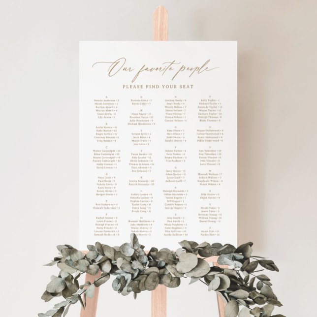 Our Favorite People Alphabetical Seating Chart Foam Board (Creator Uploaded)