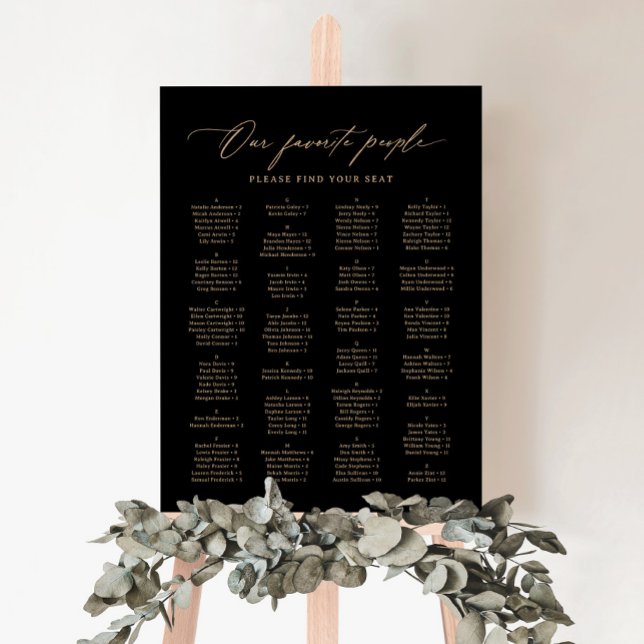 Our Favorite People Alphabetical Seating Chart Foam Board (Creator Uploaded)
