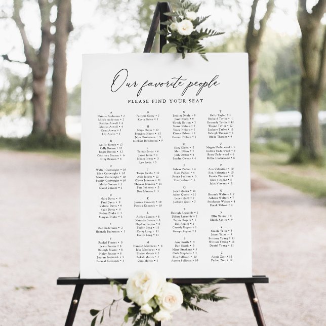Our Favorite People Alphabetical Seating Chart Foam Board (Creator Uploaded)
