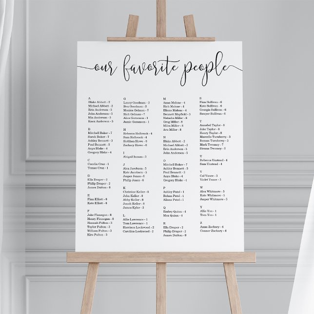 Our Favorite People | Alphabetical Wedding Seating Foam Board (Creator Uploaded)