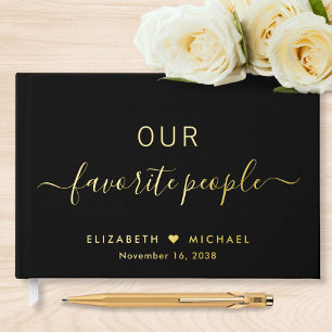 Our Favorite People Black Wedding Foil Guest Book