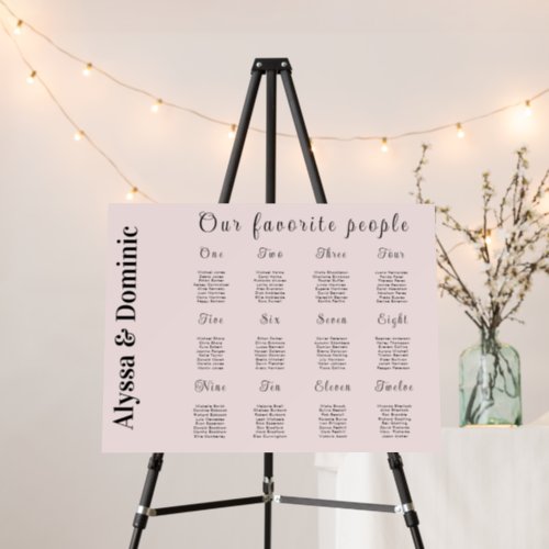 Our Favorite People Blush Wedding Seating Chart  Foam Board