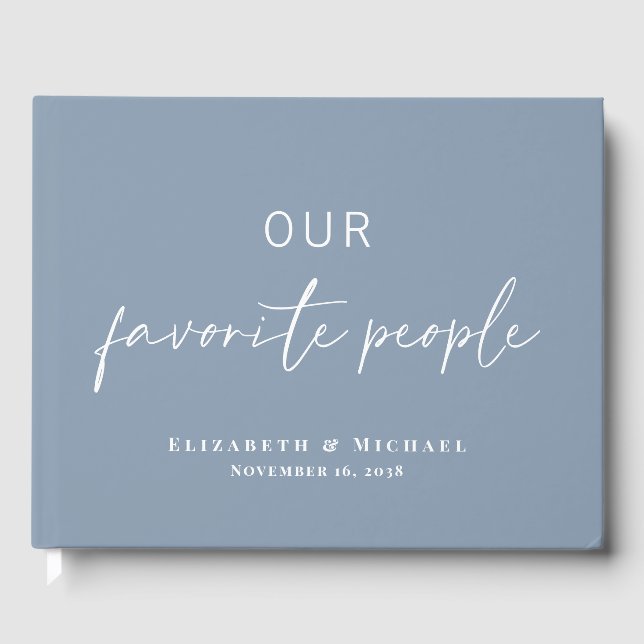 Our Favorite People Dusty Blue Wedding Guest Book (Front)
