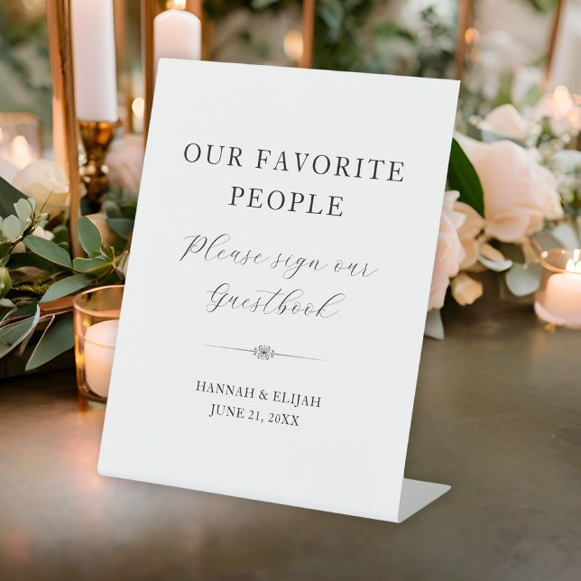 Our Favorite People Elegant Wedding Guestbook Pedestal Sign (Our Favorite People Elegant Wedding Guestbook Pedestal Sign
)