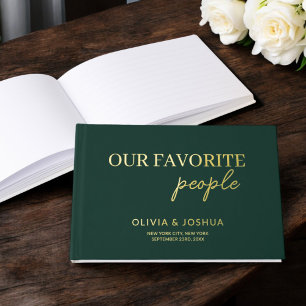 Our Favorite People Emerald Green Gold Wedding Foil Guest Book