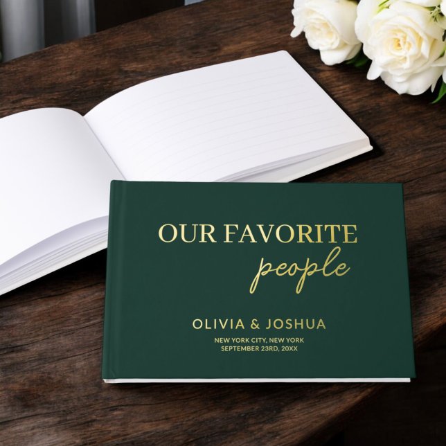 Our Favorite People Emerald Green Gold Wedding Foil Guest Book (Creator Uploaded)