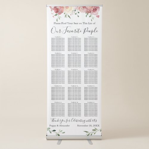 Our Favorite People Floral Seating Chart Retractable Banner