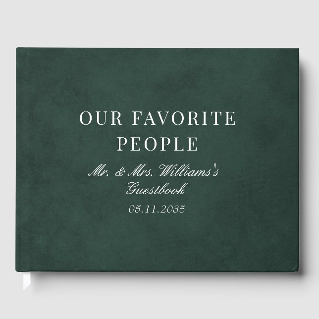Our Favorite People Forest Green Wedding Guest Book (Front)
