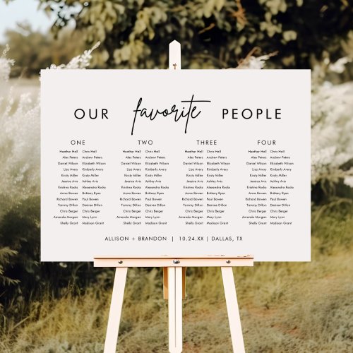 Our Favorite People Long Table Seating Chart Foam Board