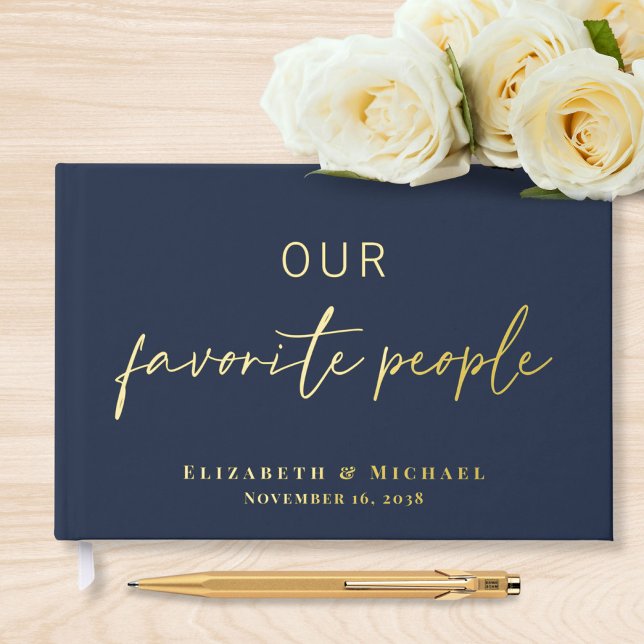 Our Favorite People Navy Blue Wedding Foil Guest Book (Creator Uploaded)