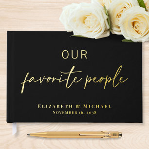 Our Favorite People Photo Black Wedding Foil Guest Book