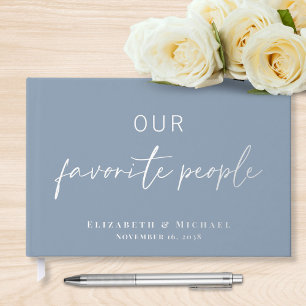 Our Favorite People Photo Dusty Blue Wedding Foil Guest Book