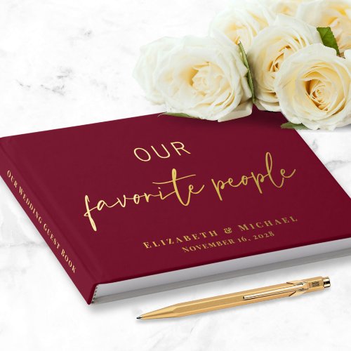 Our Favorite People Photo Foil Burgundy Wedding Foil Guest Book