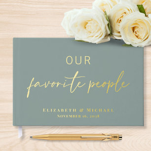 Our Favorite People Photo Sage Green Foil Wedding Foil Guest Book