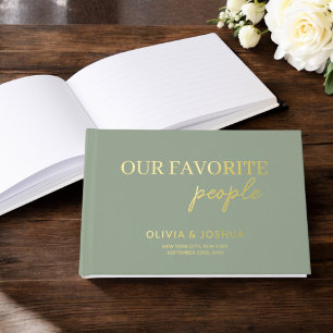 Our Favorite People Sage Green Gold Wedding Foil Guest Book