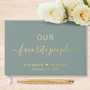 Our Favorite People Sage Green Wedding Foil Guest Book