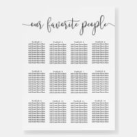 HARLOW Our Favorite People Seating Chart 24x36 Foam Board, Zazzle