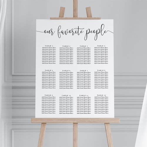 Our Favorite People  Script Wedding Seating Chart Foam Board