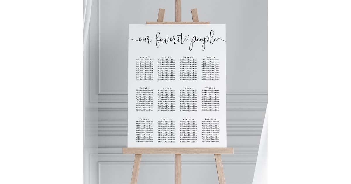 Our Favorite People Script Wedding Seating Chart Foam Board Zazzle