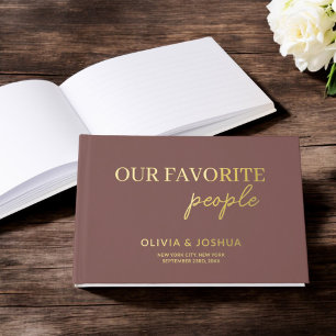 Our Favorite People Terracotta Minimalist Wedding Foil Guest Book