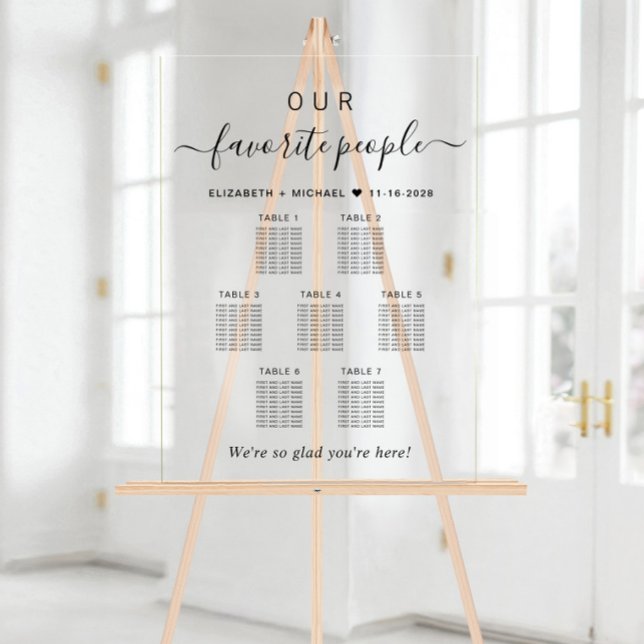 Our Favorite People Wedding 7 Table Seating Acrylic Sign (Creator Uploaded)