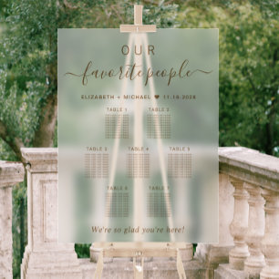 Our Favorite People Wedding 7 Table Seating Acrylic Sign