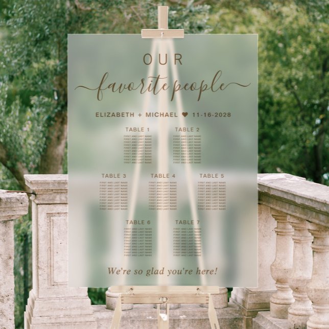 Our Favorite People Wedding 7 Table Seating Acrylic Sign (Creator Uploaded)