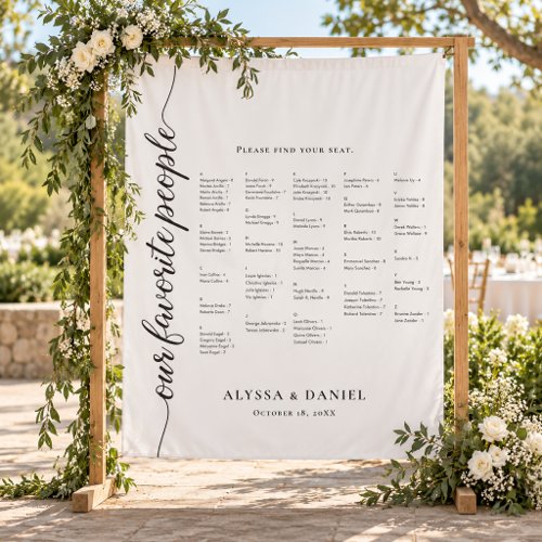Our Favorite People Wedding alpha Seating Chart  Tapestry
