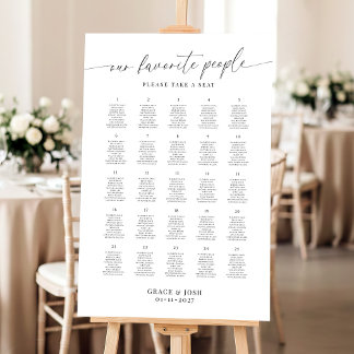Our Favorite People Wedding Seating Chart 25 Table Foam Board