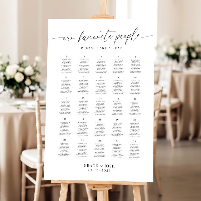 Our Favorite People Wedding Seating Chart 25 Table Foam Board (Creator Uploaded)