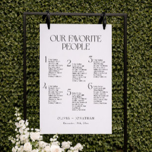 Our Favorite People Wedding Seating Chart 6 Tables Foam Board
