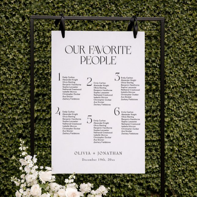 Our Favorite People Wedding Seating Chart 6 Tables Foam Board (Creator Uploaded)