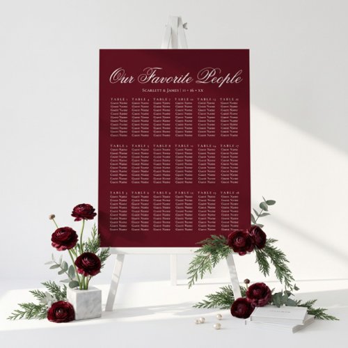Our Favorite People Wedding Seating Chart Foam Board