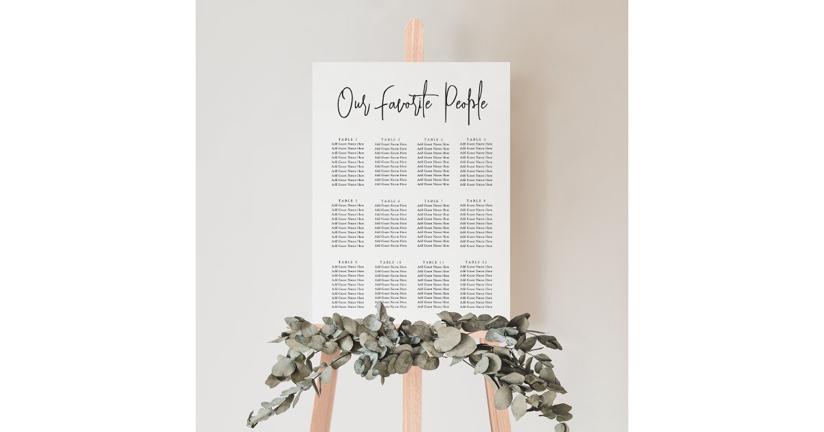 Our Favorite People Wedding Seating Chart Foam Board Zazzle