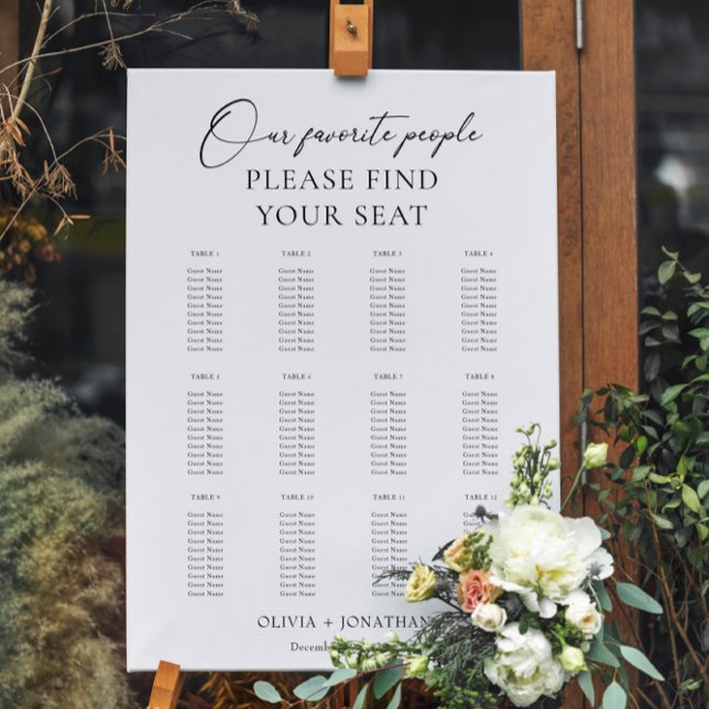 Our Favorite People Wedding Seating Chart Foam Board (Creator Uploaded)